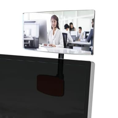 Nnaningo Wide Angle Convex Mirror for Computer Monitor, Office Cubicle & Desk, Stick-On Rear View Mirror to See Behind You, 360° Rotatable Security Mirrors for Personal Safety (1 Pack 6.7" x 3")