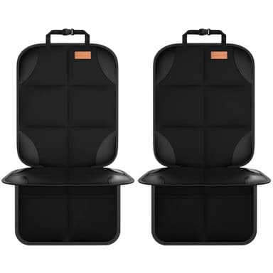 SMART ELF Car Seat Protector, 2Pack Seat Protector Protect Child Seats with Thickest Padding and Non-Slip Backing Mesh Pockets for Baby and Pet,Sedan SUV Truck (Black)