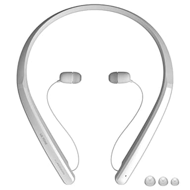 LG Tone Flex Wireless Bluetooth Stereo Neckband Earbuds HBS-XL7-32-Bit Hi-Fi DAC, Meridian Audio, White
