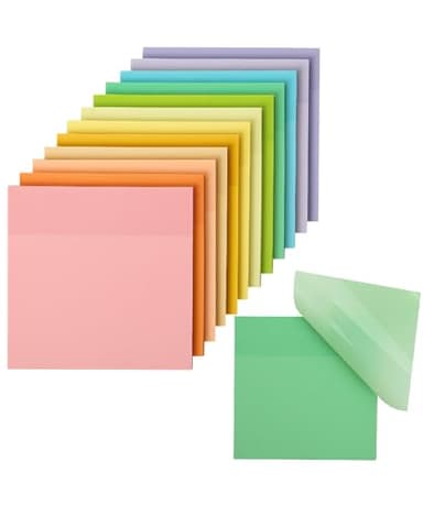 Mr. Pen- Transparent Sticky Notes, 3”x3”, 12 Pads, 600 Sheets, Macron Pastel See Through Sticky Notes, Bulk Sticky Notes Transparent, Translucent Sticky Notes, Clear Transparent Sticky Notes Clear