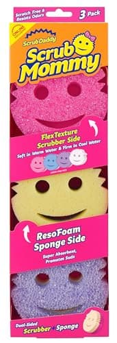 Scrub Daddy Scrub Mommy Sponges - Dish Scrubber + Non-Scratch Cleaning Sponges Kitchen, Bathroom + Multi-Surface Safe - Dual-Sided Dish Sponges for Scrubbing - Online Exclusive (3 Count)