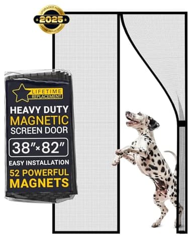 Flux Phenom Magnetic Screen Door Mesh (2025 Model) – Fine Weave See-Through Mesh Without Ugly Vertical Lines, 52 Magnets, 2 Easy Install Kits for 2-Season Use, Pet Scratch Resistant Bug Proof,38"x82"
