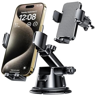 Qifutan Dash Mounted Holders Phone Holders for Your Car Phone Mount for Car Windshield Dashboard Air Vent Universal Hands Free Automobile Cell Phone Holder Fit for iPhone Smartphone